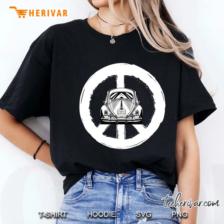 Retro Peace Car Beetle Buggy Bug Auto California Love Lgbt Ladies Tee