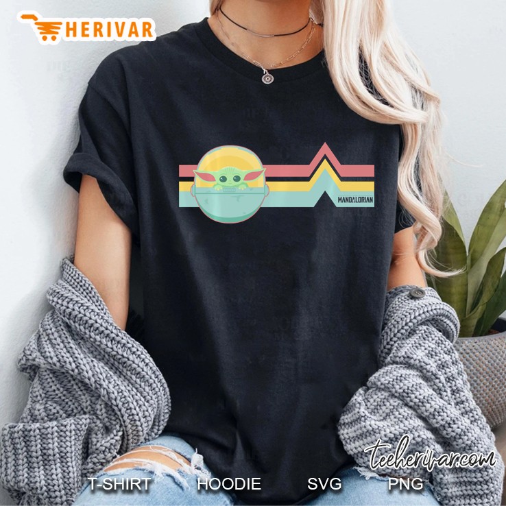 Star Wars The Mandalorian The Child Rainbow Chest Lines Ladies Tee