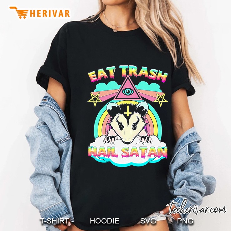 Eat Trash Hail Satan Raccoon Pentagram Satanic Garbage Gang Hoodie