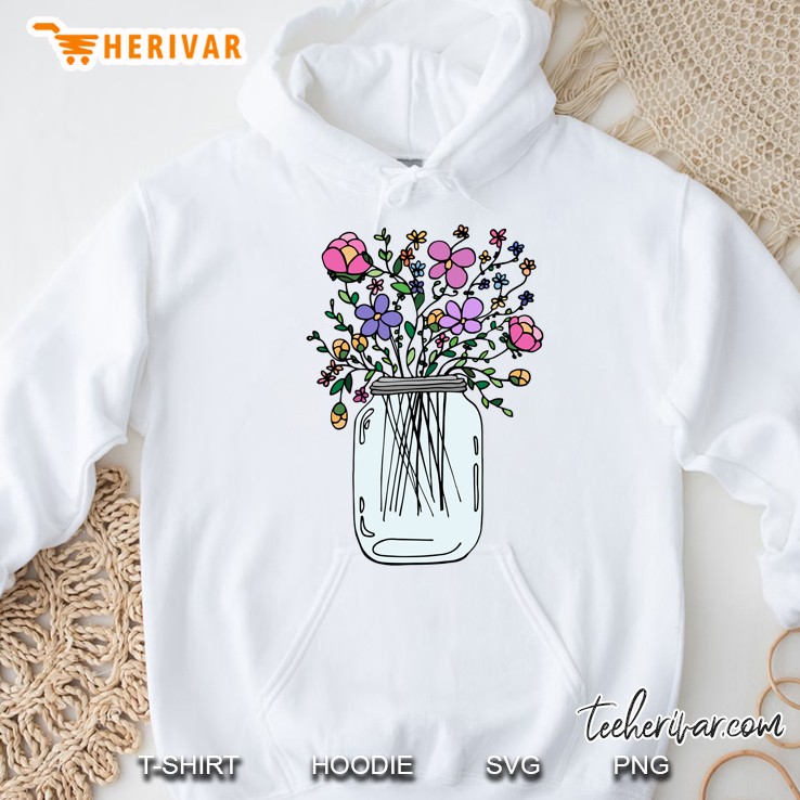 Mason Jar With Flowers Fitted Hoodie