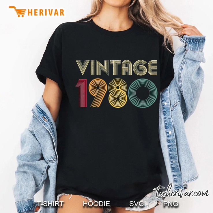 1980 40Th Birthday Gift Vintage Retro Men Women 40 Years Old Ladies Tee