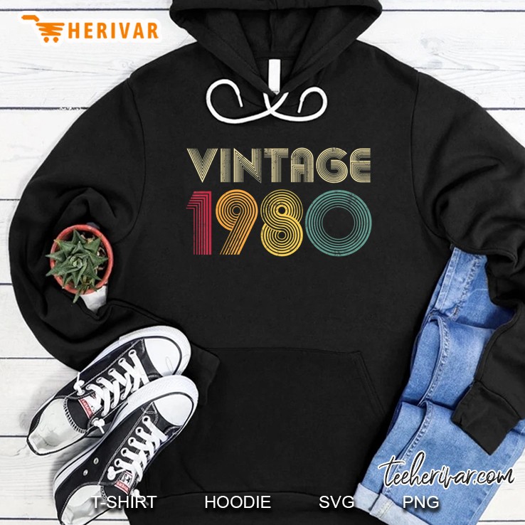 1980 40Th Birthday Gift Vintage Retro Men Women 40 Years Old Hoodie
