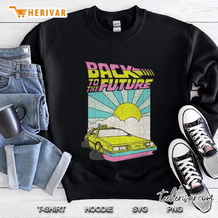 Back To The Future Delorean Sunrise Cartoon Sweatshirt