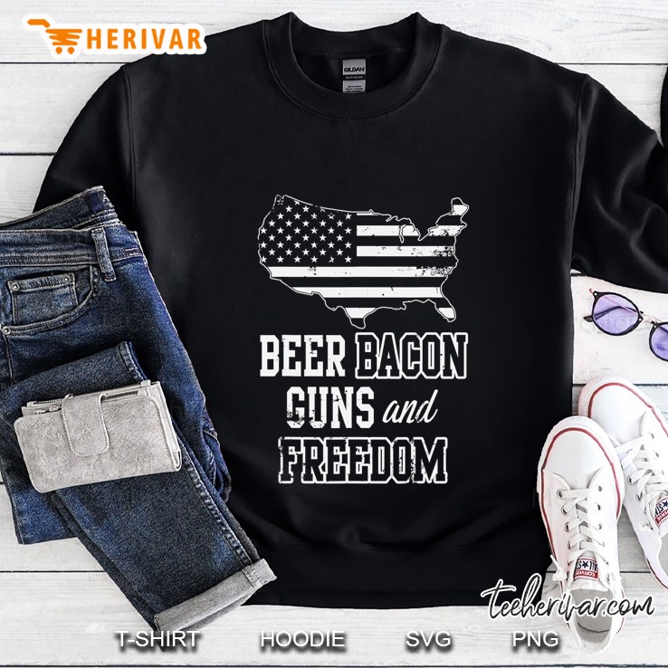 Funny Beer Bacon Guns And Freedom American Love Liberty Mugs