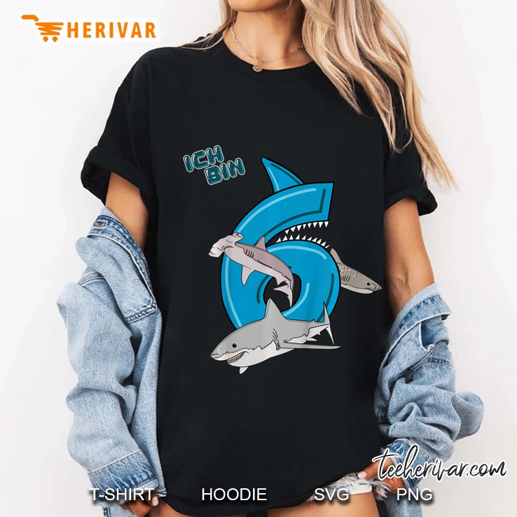 Kinder Geburtstagsshirt 6 Jahre Junge Hai Haifisch Ich Bin 6 Ladies Tee