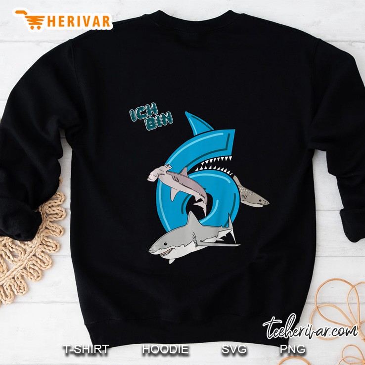 Kinder Geburtstagsshirt 6 Jahre Junge Hai Haifisch Ich Bin 6 Sweatshirt