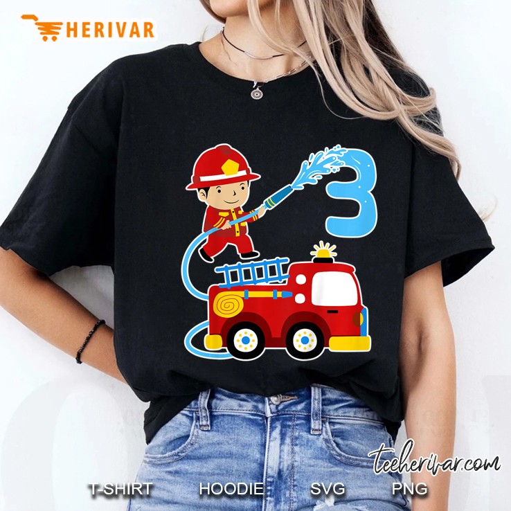 Kinder Kinder Feuerwehrauto 3. Geburtstag Jungen Ladies Tee