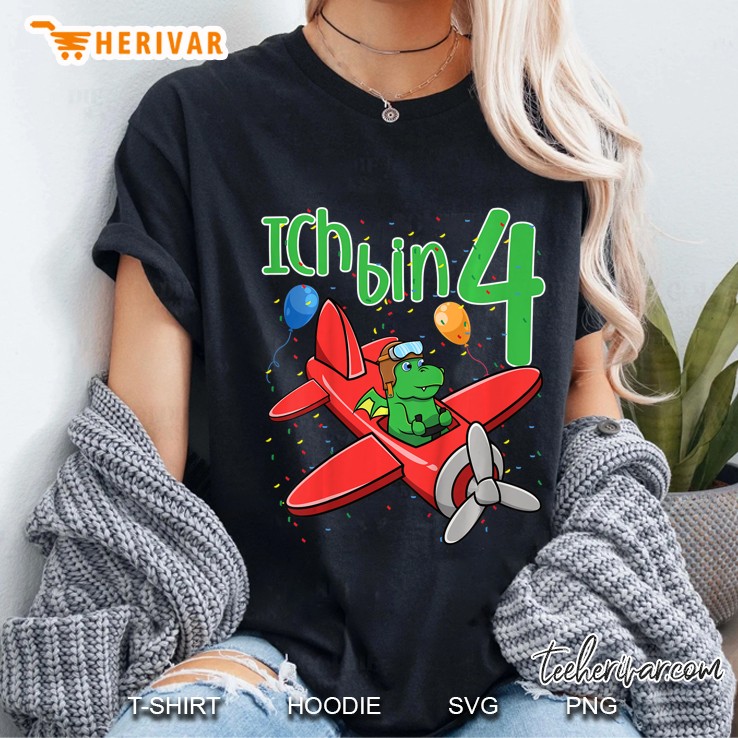 Kinder Vierter 4. Geburtstag Drache Flugzeug Ich Bin Vier 4 Jahre Ladies Tee