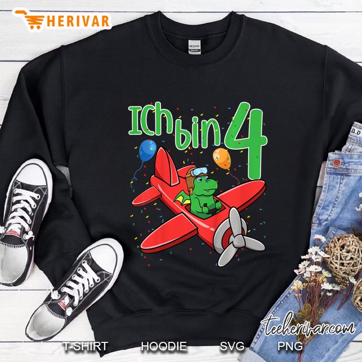 Kinder Vierter 4. Geburtstag Drache Flugzeug Ich Bin Vier 4 Jahre Sweatshirt