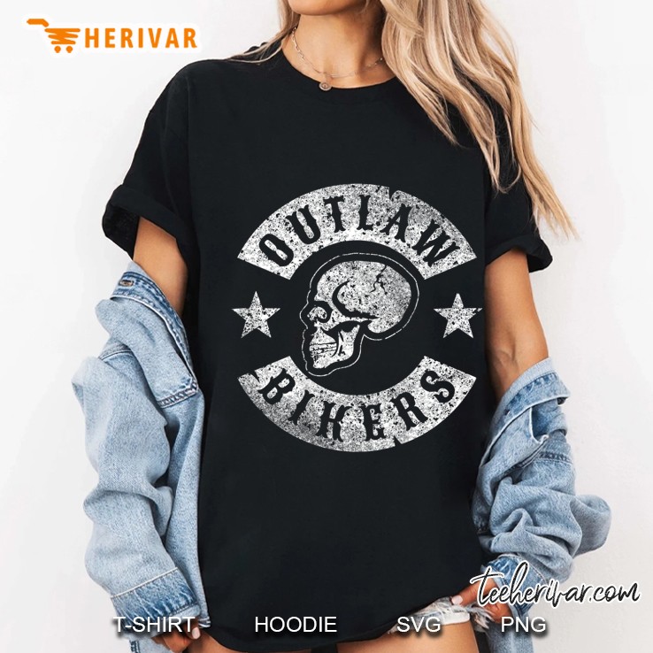 Motorrad Shirt Outlaw Bikers Mit Totenkopf, Skull, Rocker Hoodie