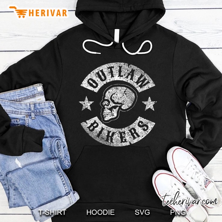 Motorrad Shirt Outlaw Bikers Mit Totenkopf, Skull, Rocker Mugs