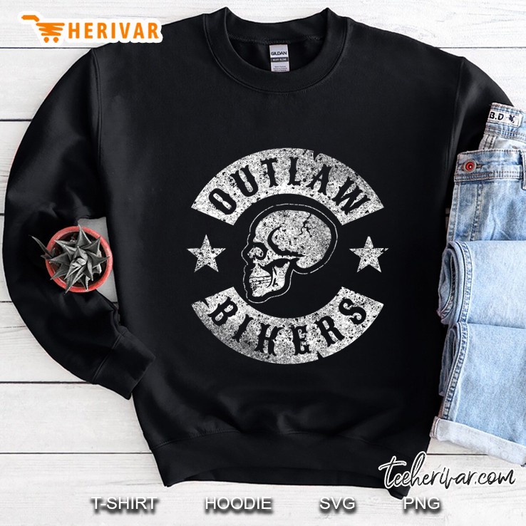 Motorrad Shirt Outlaw Bikers Mit Totenkopf, Skull, Rocker Mugs