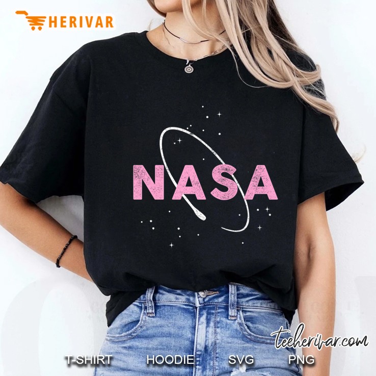 Nasa Pink Logo With White Space Ring Graphic Ladies Tee