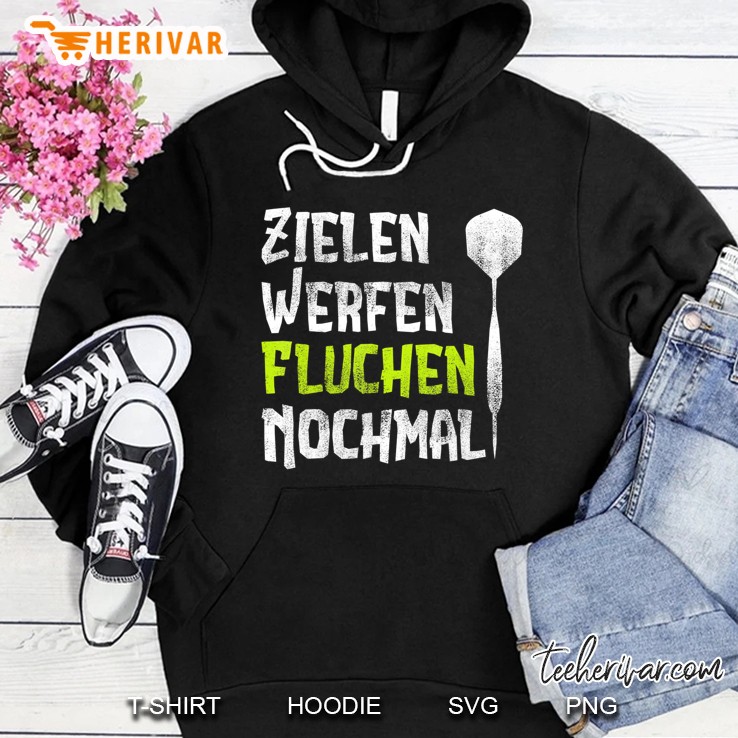 Zielen Werfen Fluchen Nochmal Lustiges Dart Geschenk Hoodie