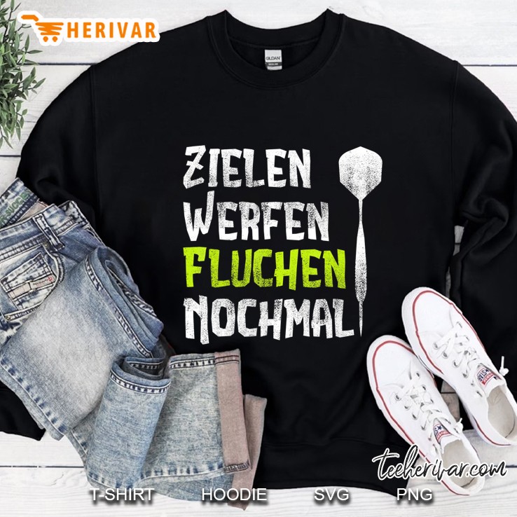 Zielen Werfen Fluchen Nochmal Lustiges Dart Geschenk Sweatshirt