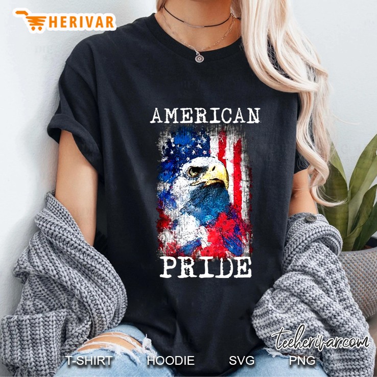 American Pride Bald Eagle And American Flag Version Ladies Tee