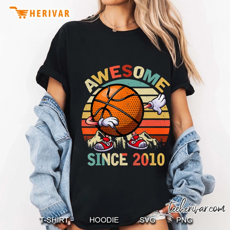 Awesome Since 2010 10Th Dabbing Basketball Birthday For Boys Hoodie