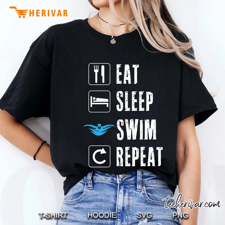 Eat Sleep Swim Repeat Swimming Team Swimmer Pool Summer Teen Pullover Ladies Tee