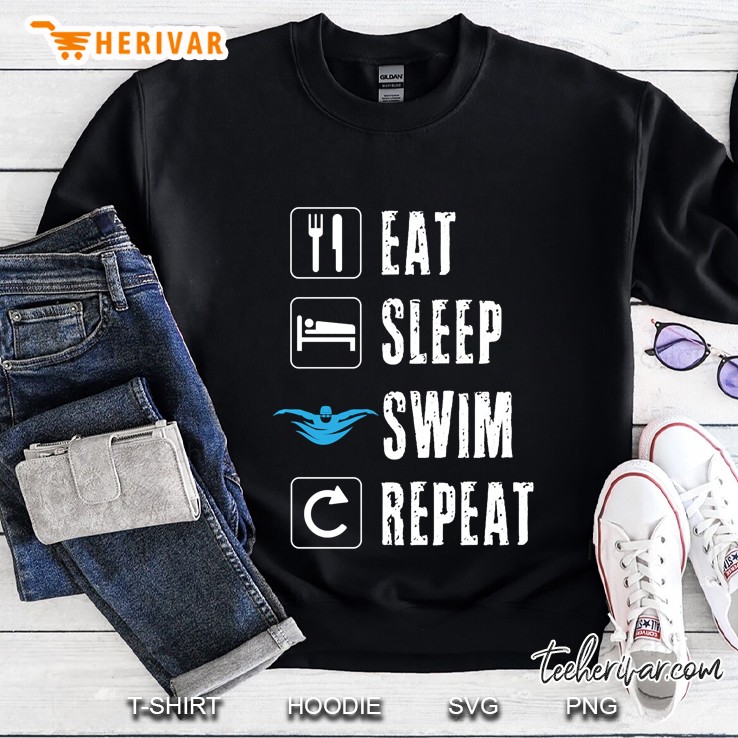 Eat Sleep Swim Repeat Swimming Team Swimmer Pool Summer Teen Pullover Sweatshirt