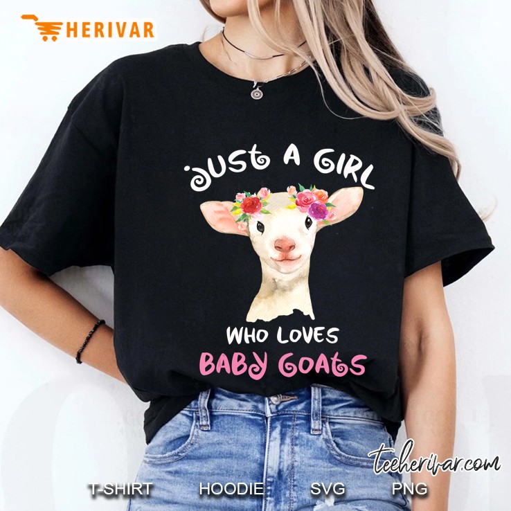 Just A Girl Who Loves Baby Goats Floral Wreath Ladies Tee