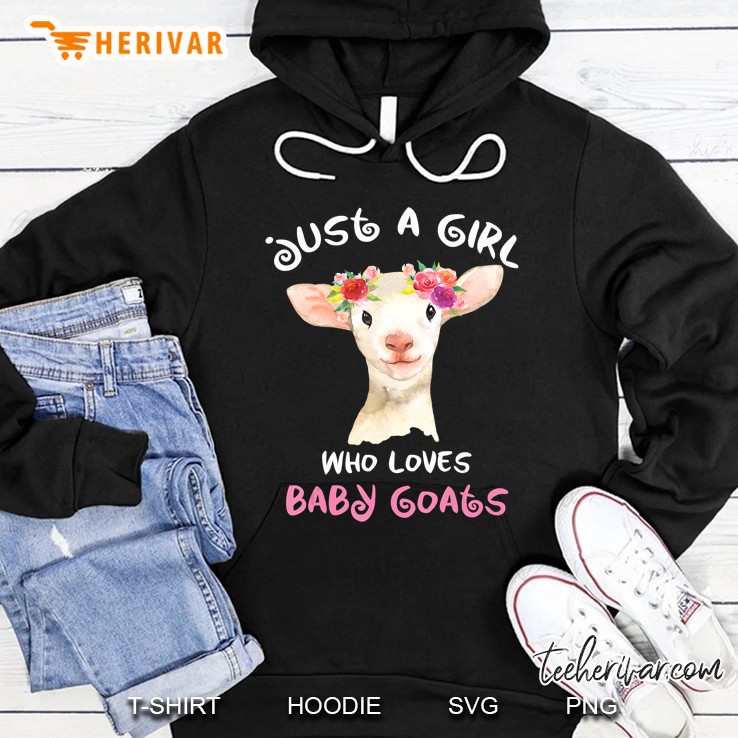 Just A Girl Who Loves Baby Goats Floral Wreath Hoodie