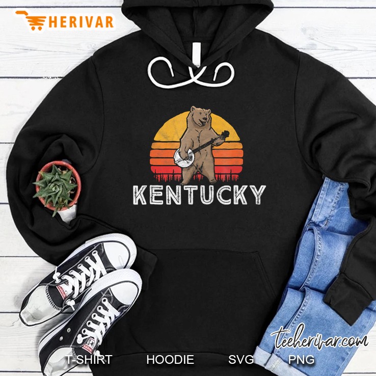 Kentucky Bluegrass Banjo Bear Funny Retro Hoodie
