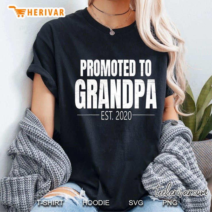 Mens Promoted To Grandpa 2020 Gift Granddad Born New Baby Grumpa Ladies Tee
