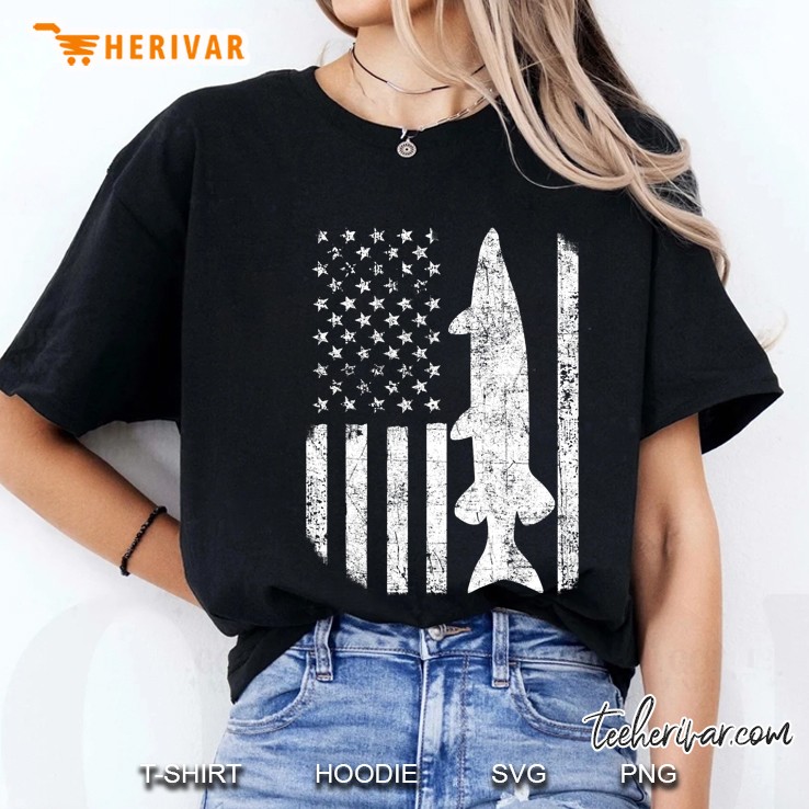 Musky Fishing Tshirt - American Flag Muskie Fisherman Gift Ladies Tee