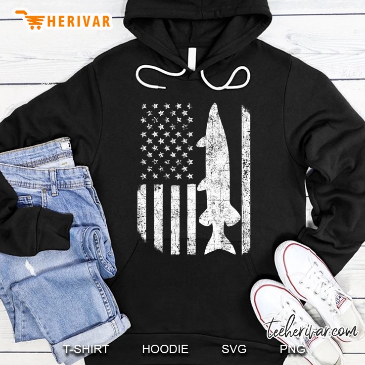 Musky Fishing Tshirt - American Flag Muskie Fisherman Gift Hoodie