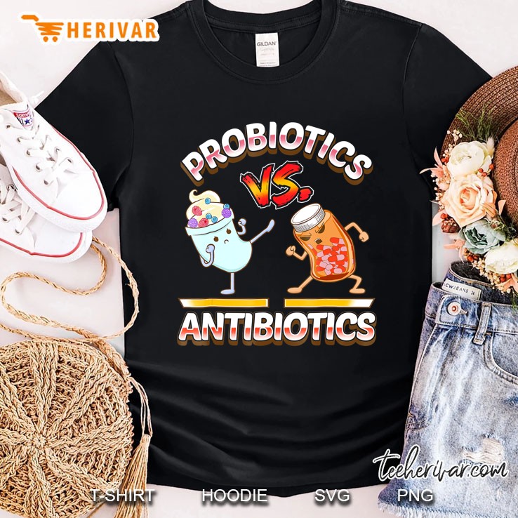 Probiotics Shirt Vs. Antibiotics Fighting With Game Theme Shirt