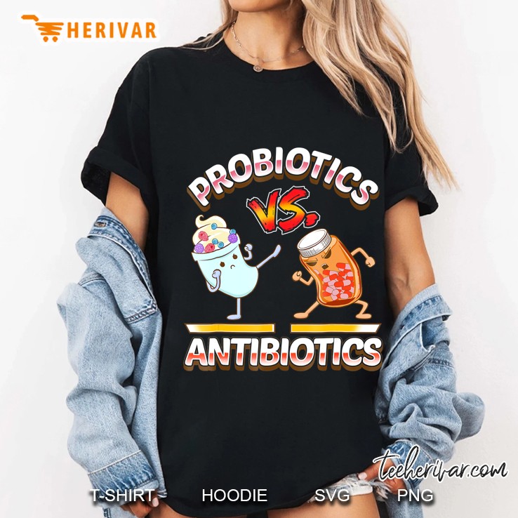 Probiotics Shirt Vs. Antibiotics Fighting With Game Theme Ladies Tee