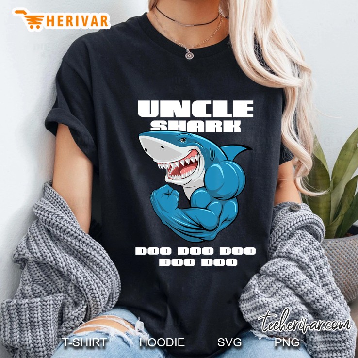 Uncle Shark Doo Doo Doo Fathers Day Uncle Birthday Shark Ladies Tee