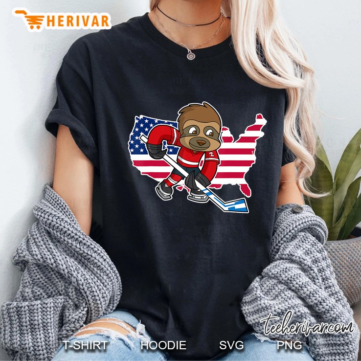 Usa Hockey Sloth American Flag Hoodie