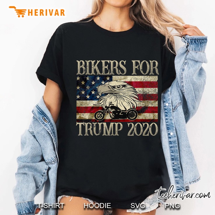 Vintage Bikers For Trump 2020 American Flag Ladies Tee