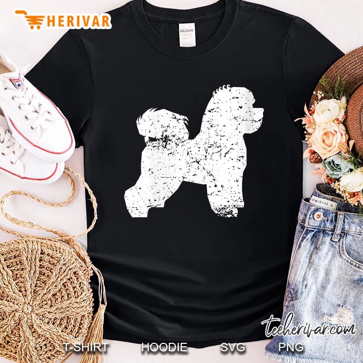 Womens Distressed Bichon Frise Silhouette Dog Owner V-Neck Shirt