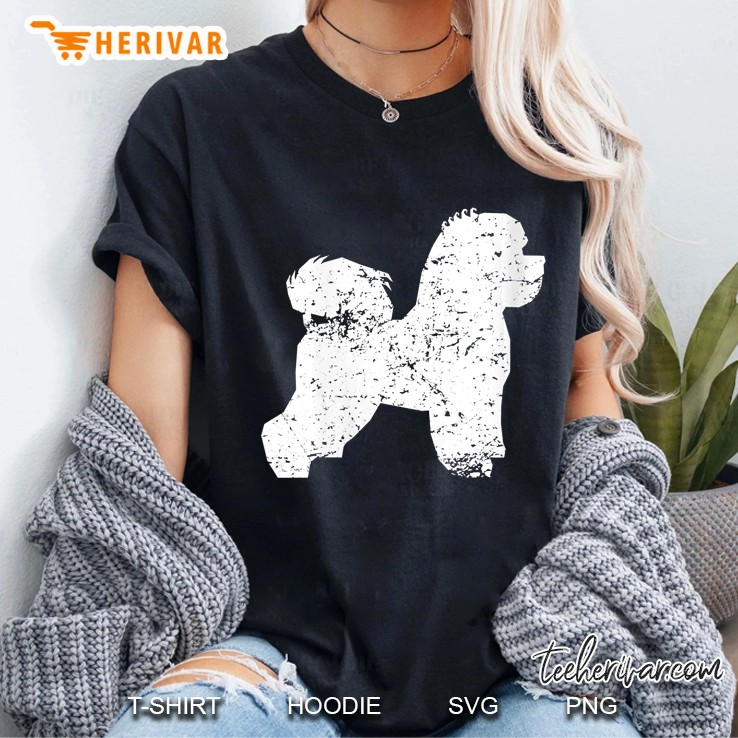 Womens Distressed Bichon Frise Silhouette Dog Owner V-Neck Hoodie