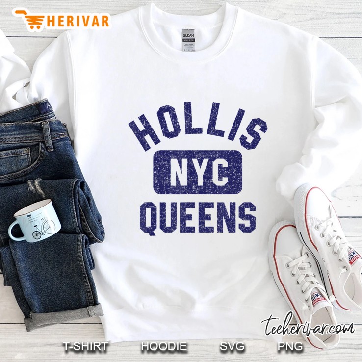 Hollis Nyc Gym Style Distressed Navy Blue Print Sweatshirt