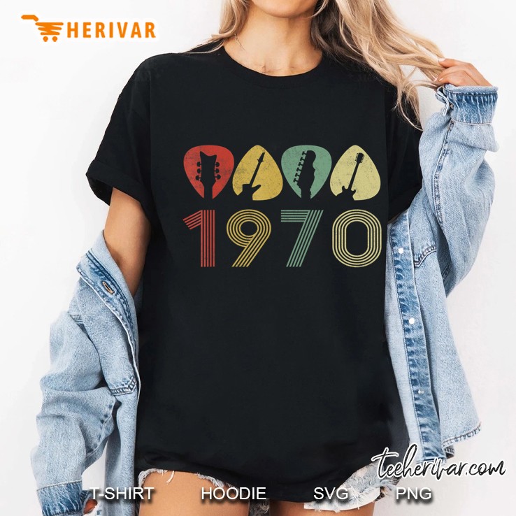 50Th Birthday Gifts Vintage Guitar Pick 1970 Tee Guitarist Hoodie