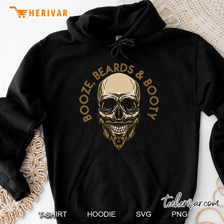 Barber Skull - Booze Beards & Booty I Bearded Hoodie