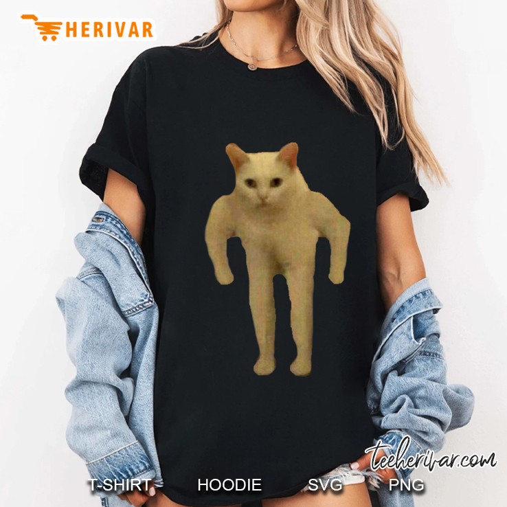 Buff Kitty Meme Cursed Long Cat Dank Memes Ladies Tee