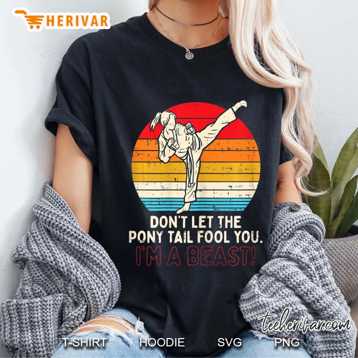 Dont Let Ponytail Fool You Girl Kick Karate Taekwondo Gift Ladies Tee