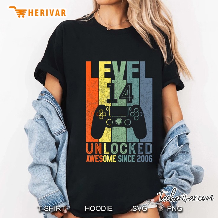 Level 14 Unlocked Awesome Since 2006 14 Birthday Gift Hoodie