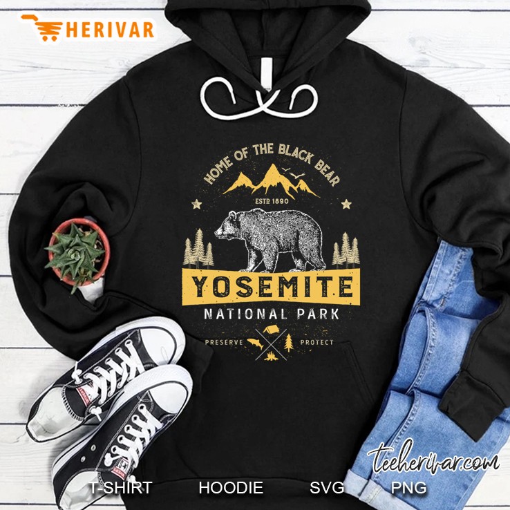 Yosemite National Park California - Vintage Bear Slim Fit Hoodie