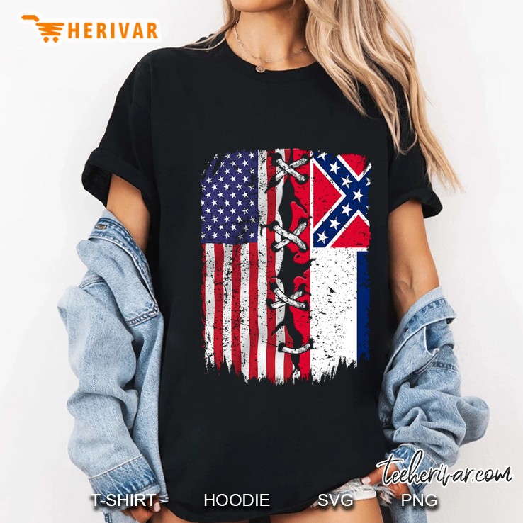 American And Mississippi Flag Ladies Tee
