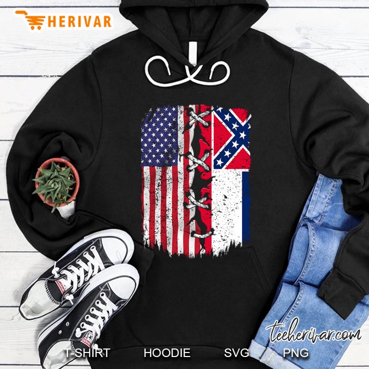 American And Mississippi Flag Hoodie