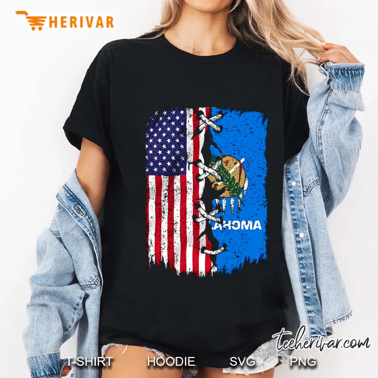 American And Oklahoma Flag Ladies Tee