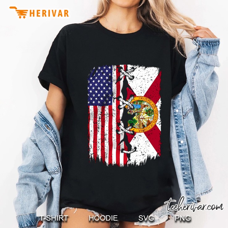American And Florida Flag Ladies Tee