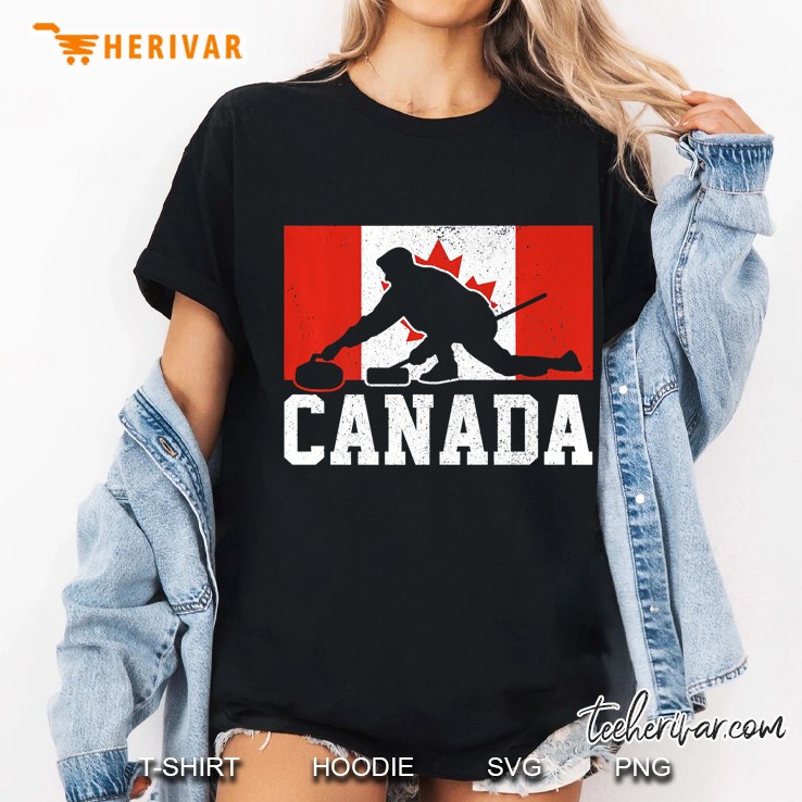 Curling Canada - Canadian Flag Winter Sports Fan Ladies Tee