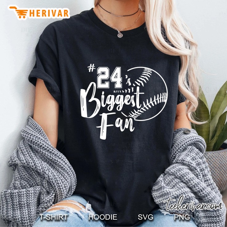 Number 24'S Biggest Fan Shirt Softball Player Mom Dad Family Hoodie