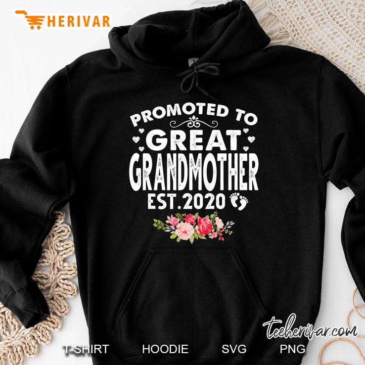 Promoted To Great Grandmother Est.2020 Tshirt Christmas Gift Hoodie